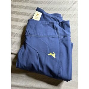 Tracksmith Womens Navy Blue Allston Running Leggings Gold Hare Logo Size Medium